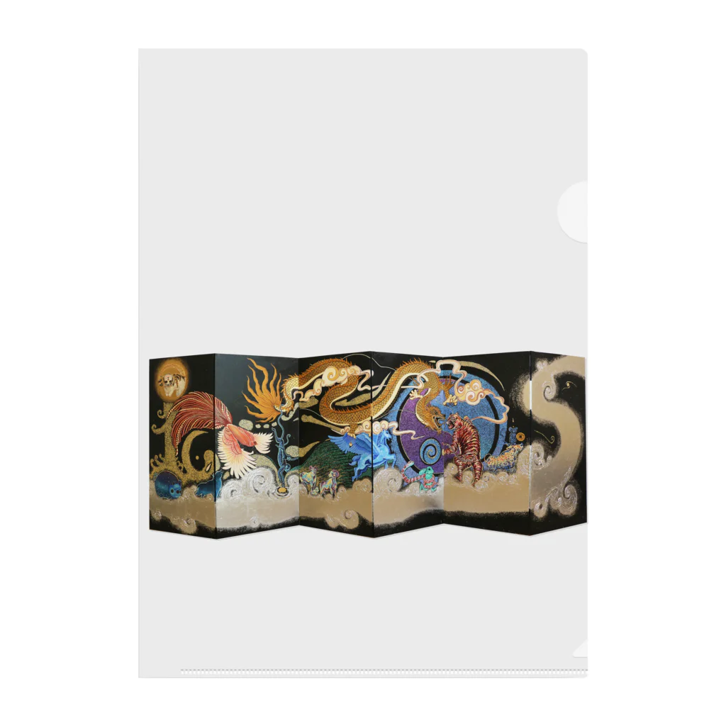猫の頭の十三支・屏風 Clear File Folder