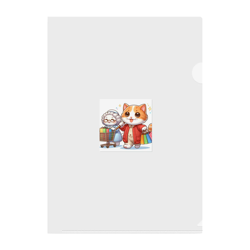 アミュペンのかわいい猫ちゃんと一緒にお買い物🐱💼  Clear File Folder