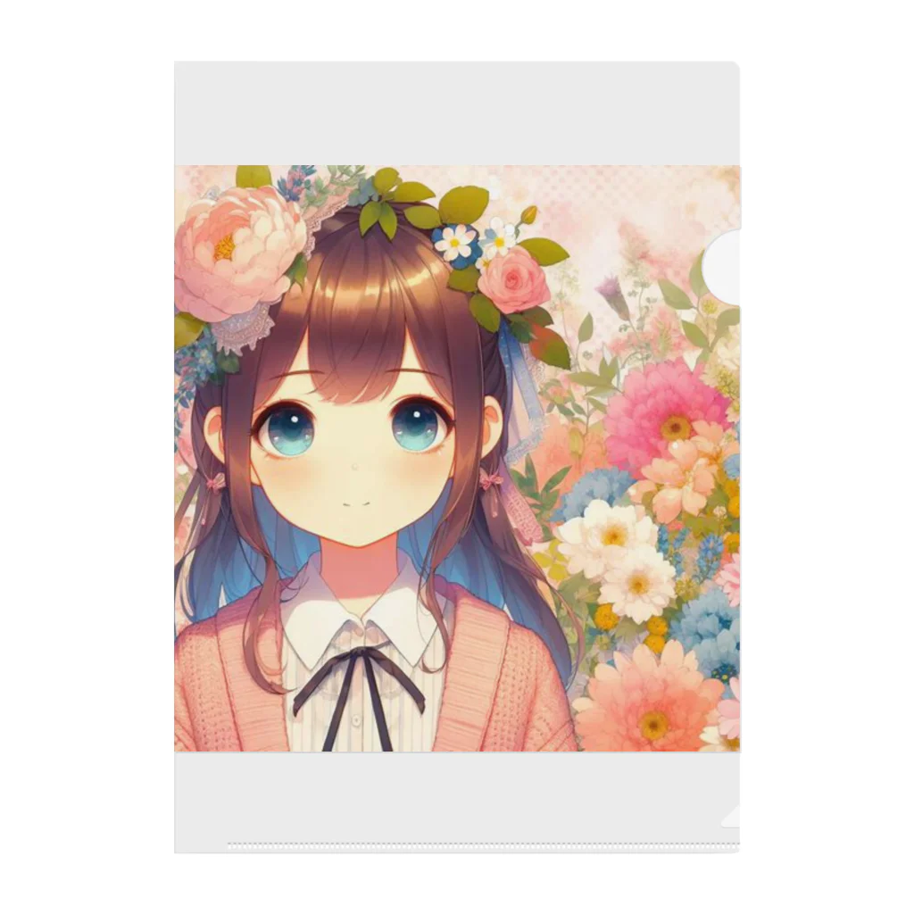 ピクセルパレットの可愛い女の子とお花10 Clear File Folder