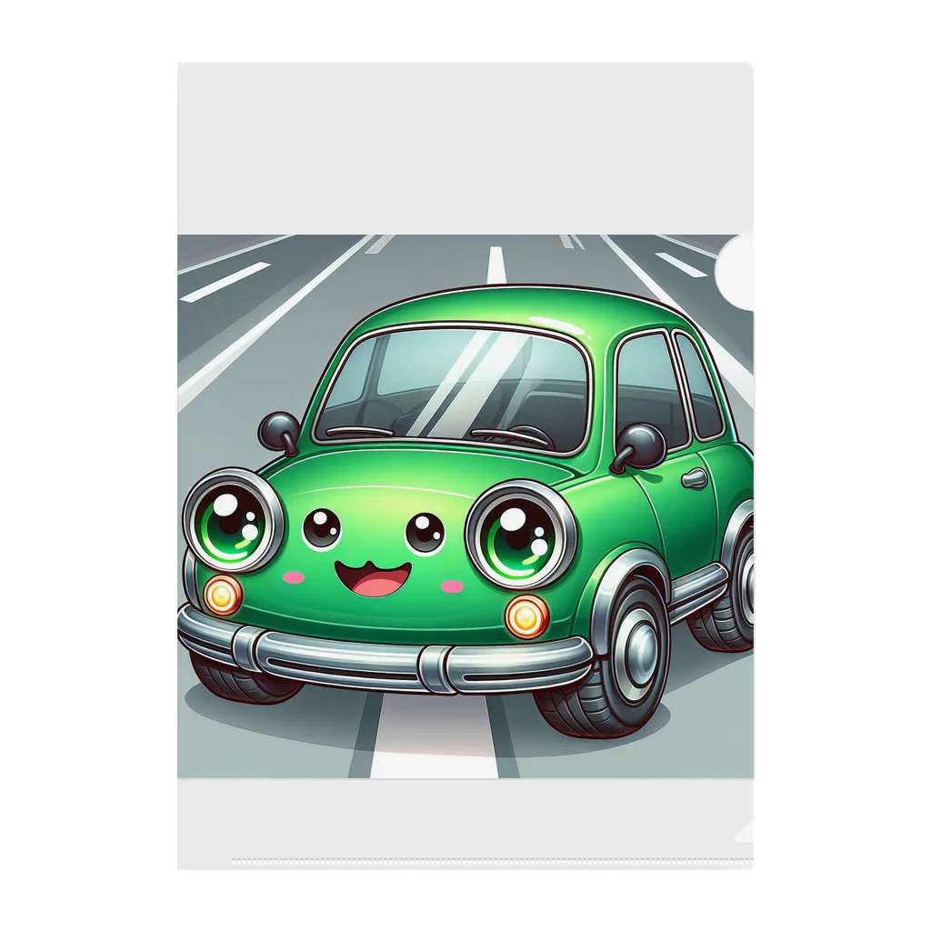 kawadangoのかわいい緑の車 クリアファイル