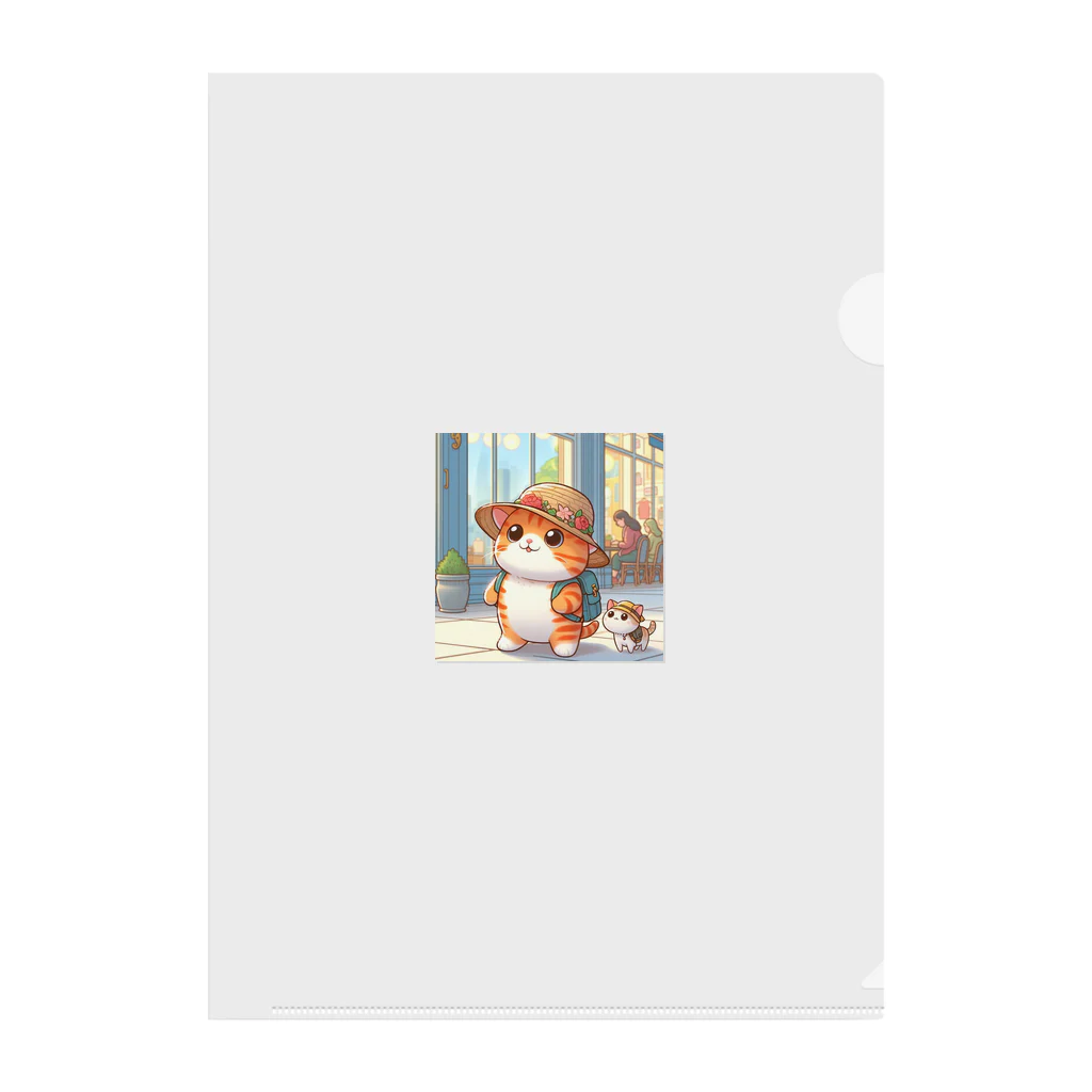 アミュペンのふわふわのネコがお買い物中！ Clear File Folder