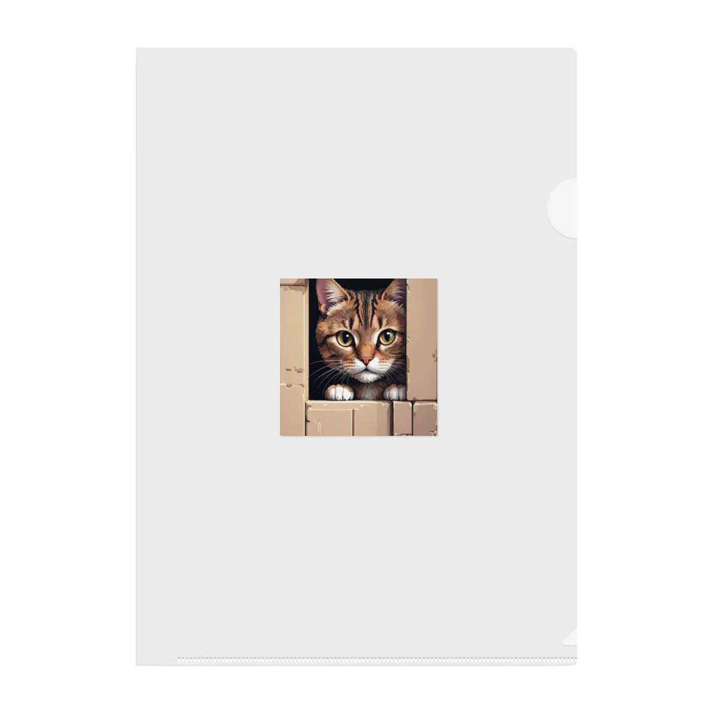 CozyKittyCornerの物陰から観察するかわいい猫 Clear File Folder