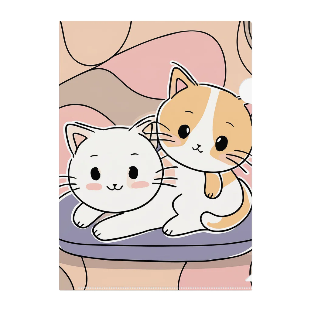 癒しの部屋🐾໒꒱の仲良しニャンコ🐈🐾 Clear File Folder