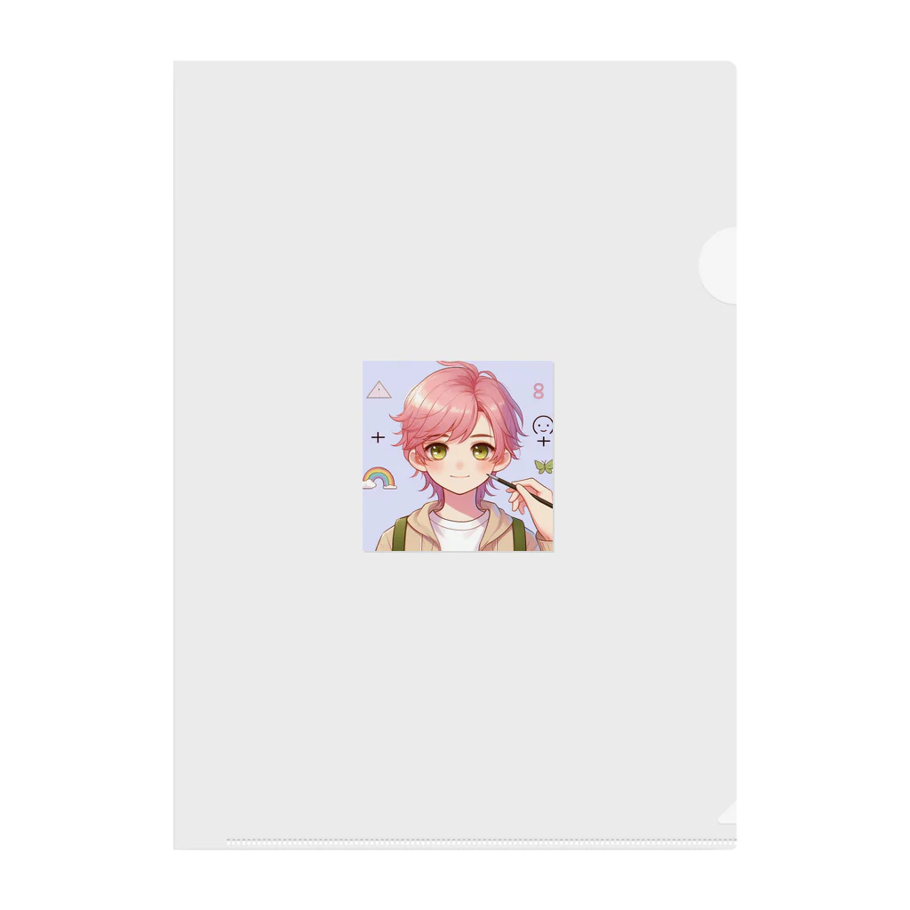 yuririchiのピンクの髪の男の子のグッズ Clear File Folder