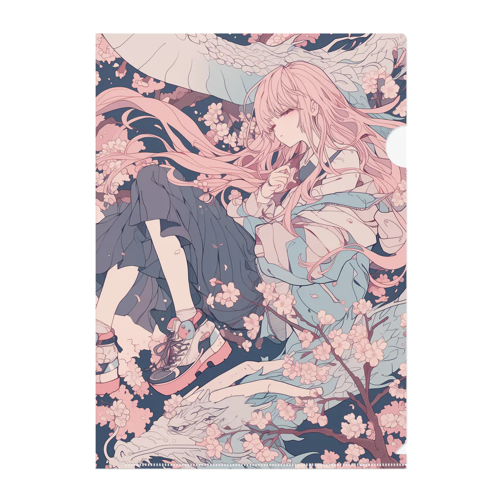 as -AIイラスト- の桜と龍 Clear File Folder