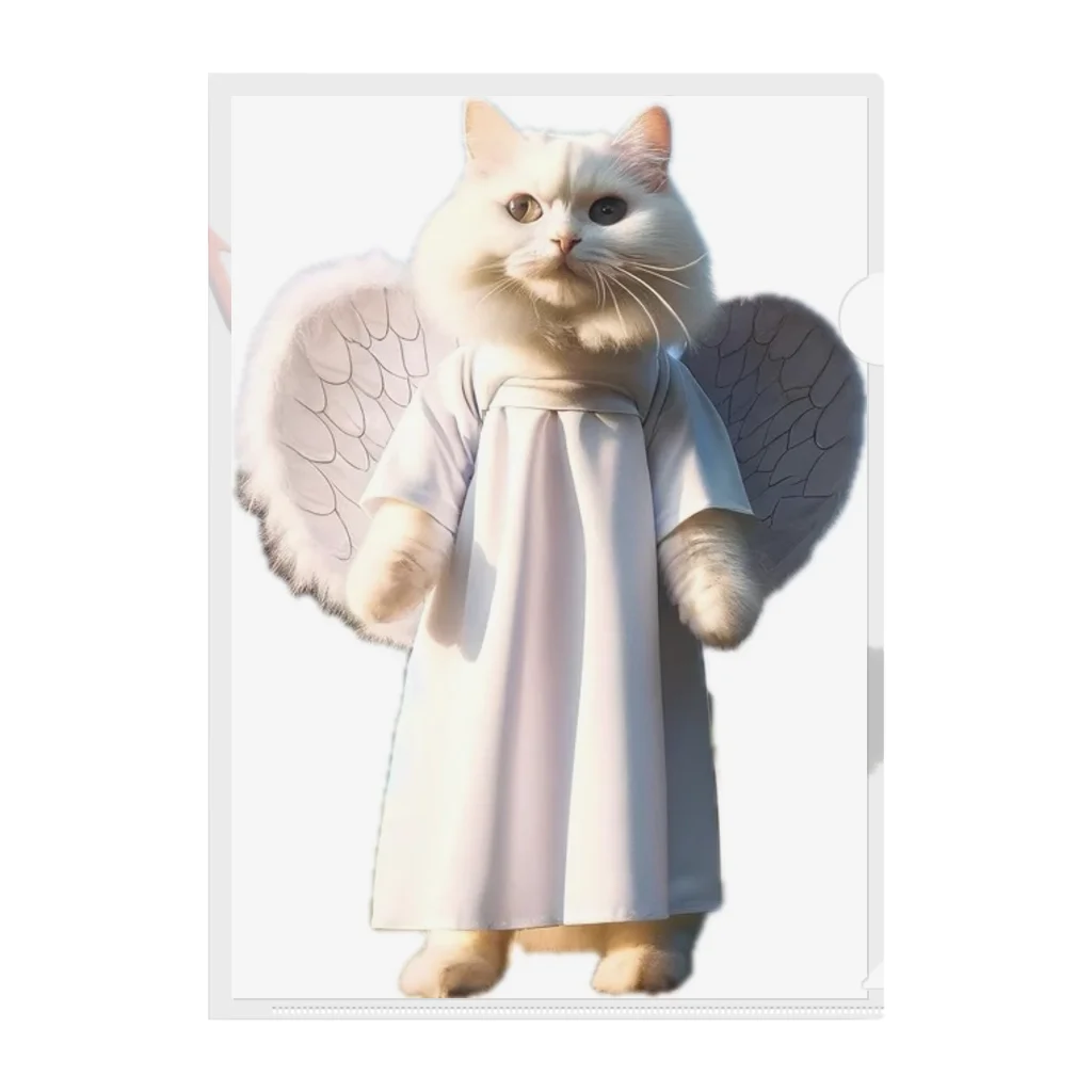 かわいい猫たちのかわいい天使の子猫と悪魔の子猫 クリアファイル