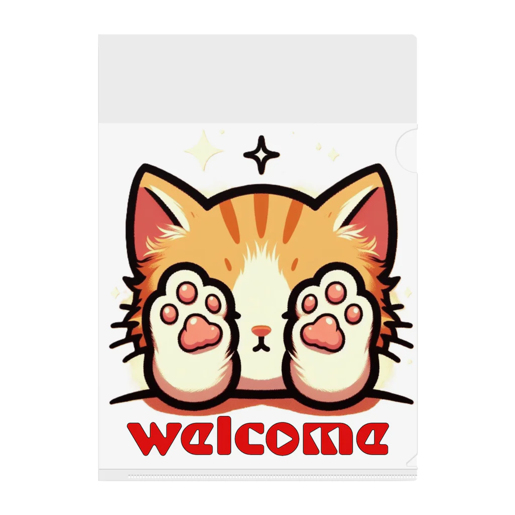 kk-welcomeの肉球で目隠し猫ちゃん クリアファイル