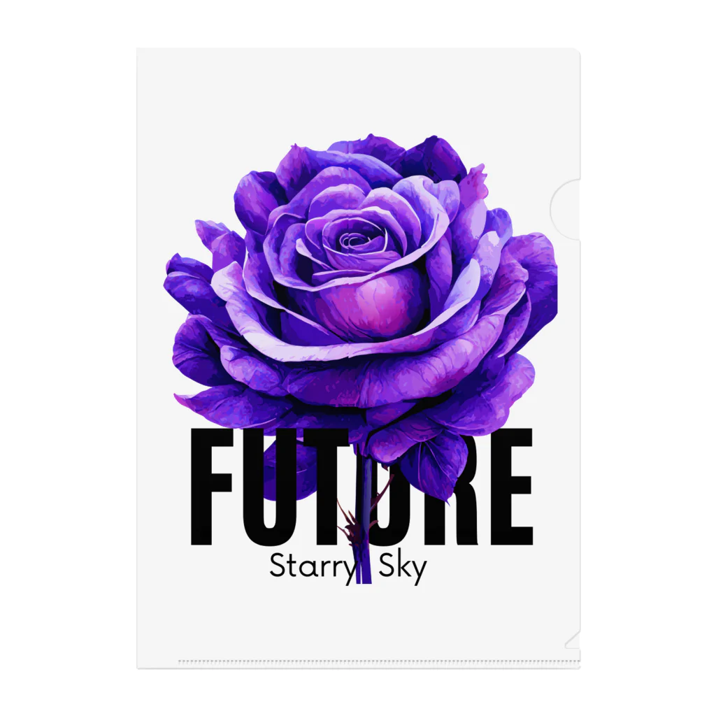 Future Starry Skyの紫色の薔薇 Clear File Folder