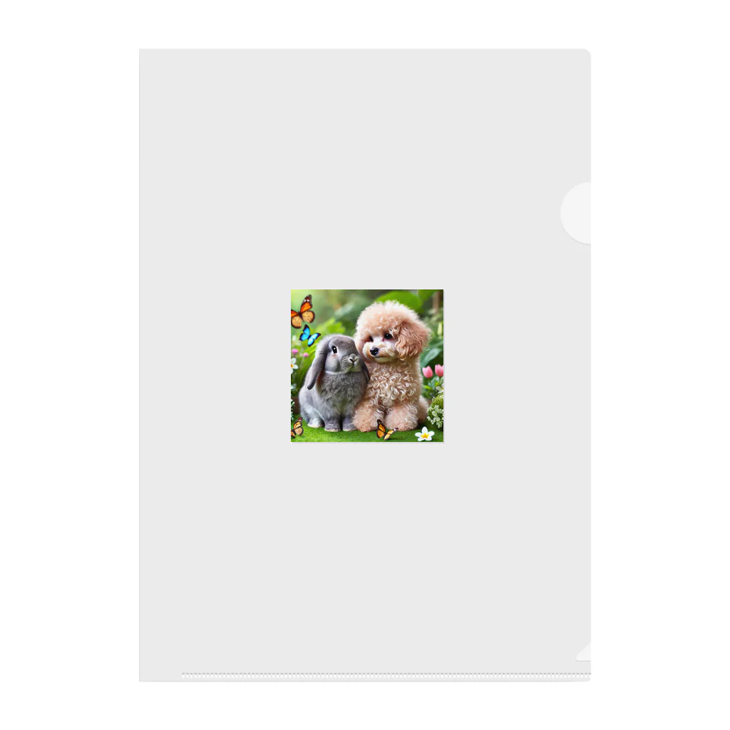 hachitaroのうさぎのネザーランドドワーフと犬のトイプードル Clear File Folder