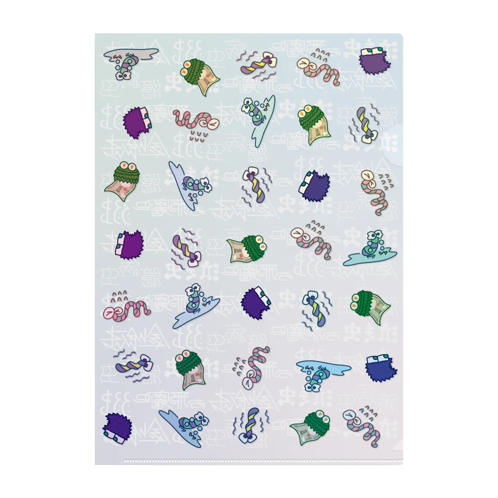 nakami@mojiの虫たち_総柄 Clear File Folder