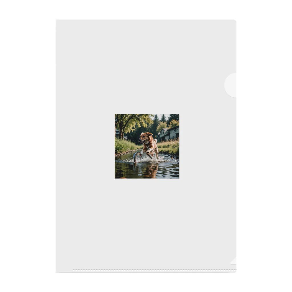 kokin0の水辺を走る犬 dog runnning on the water Clear File Folder