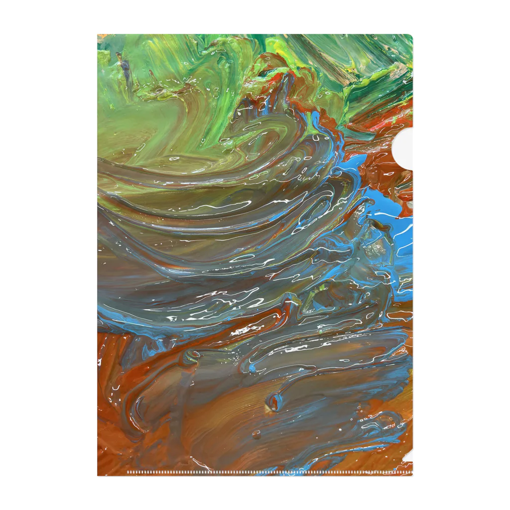 ﾖﾜｼのorange turquoise green MIX Clear File Folder