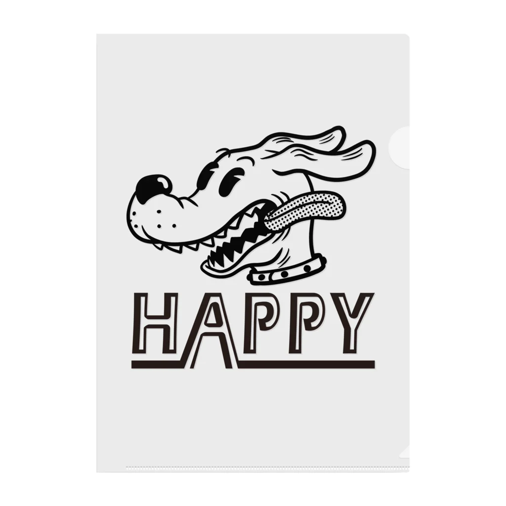 nidan-illustrationのhappy dog (black ink) クリアファイル