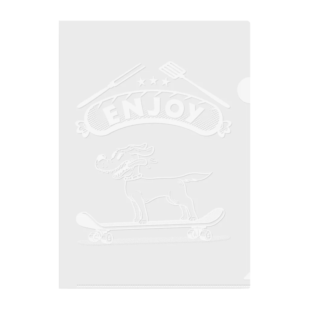 nidan-illustrationのhappy dog -ENJOY- (wite ink) Clear File Folder