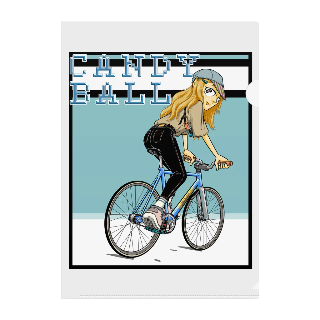 nidan-illustrationのCANDY BALL (fixie girl) Clear File Folder