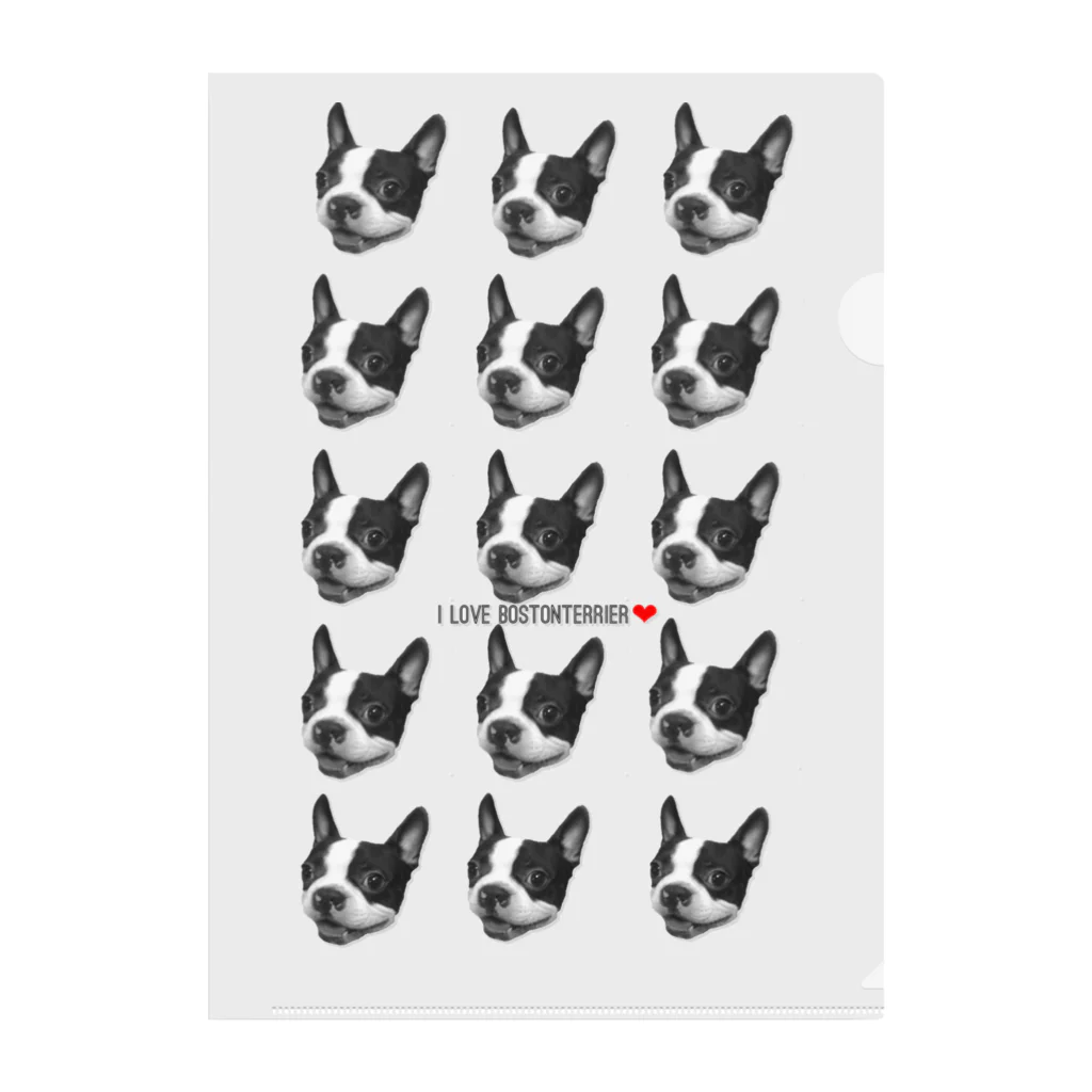 Barry’s clothes のI love BOSTONTERRIER!! ボストンテリアスマイルいっぱい Clear File Folder