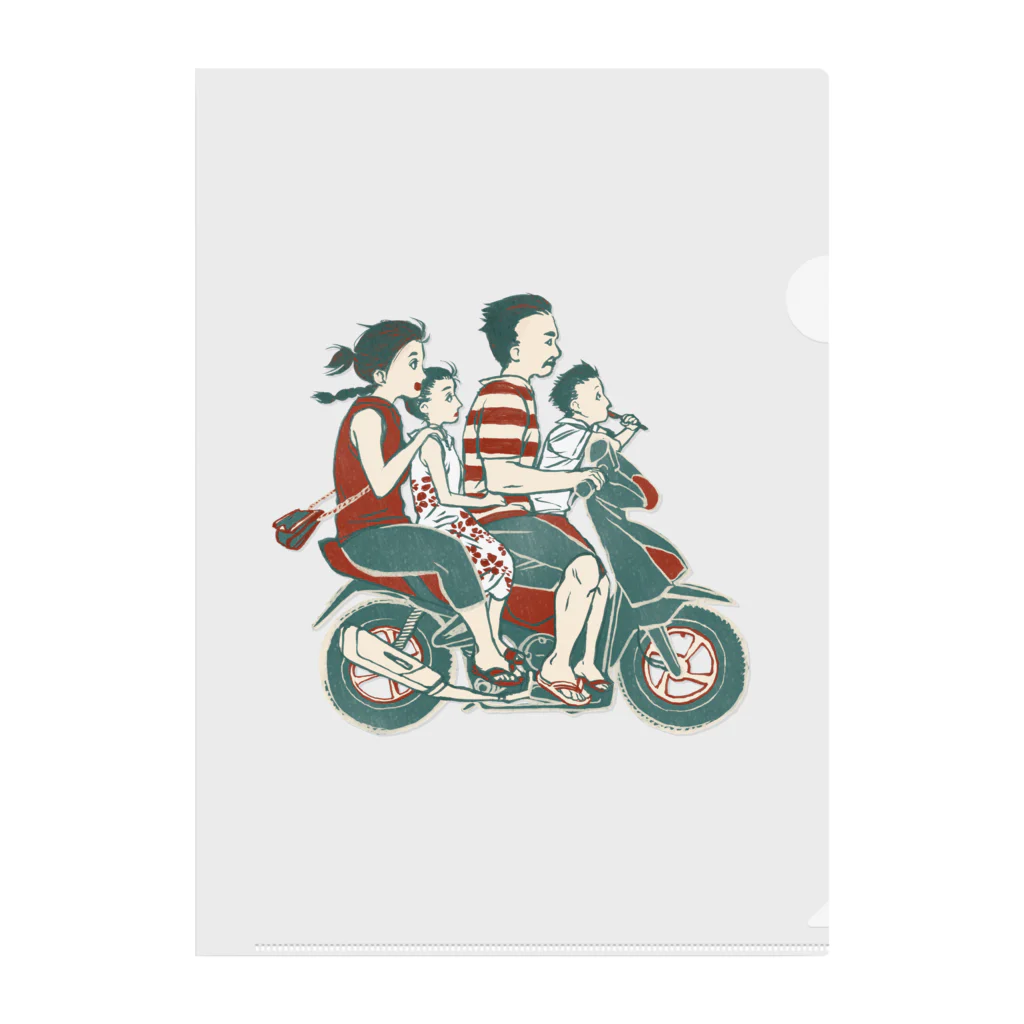 IZANAMI by Akane Yabushitaの【バリの人々】バイク家族乗り クリアファイル