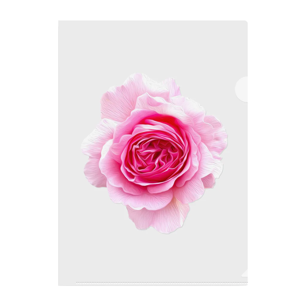 コマタヒチの【ロマンスキザ】ピンクの薔薇 クリアファイル