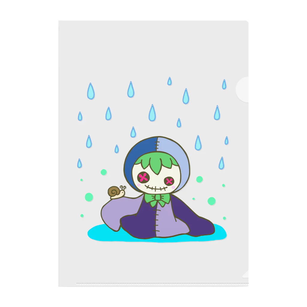 あおつるSUZURIショップの雨の日の小さな友達 クリアファイル
