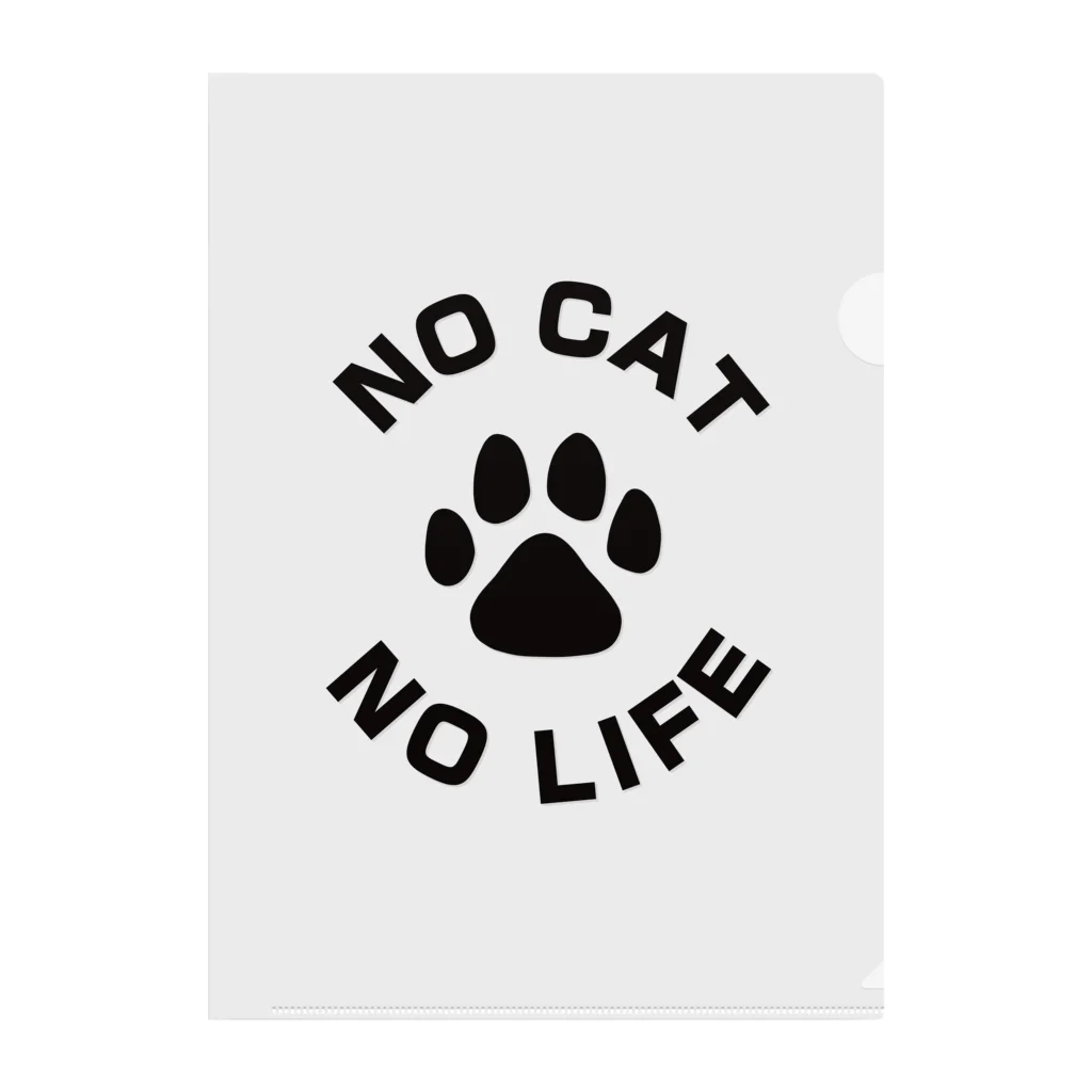 アトリエかののNO CAT NO LIFE 肉球 黒 バックプリント Clear File Folder