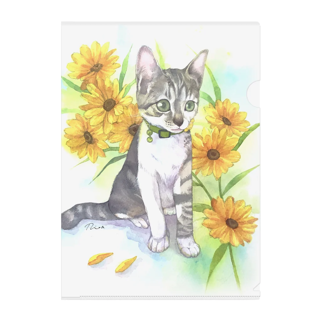 Miaws Shopの子猫とヒマワリ Clear File Folder