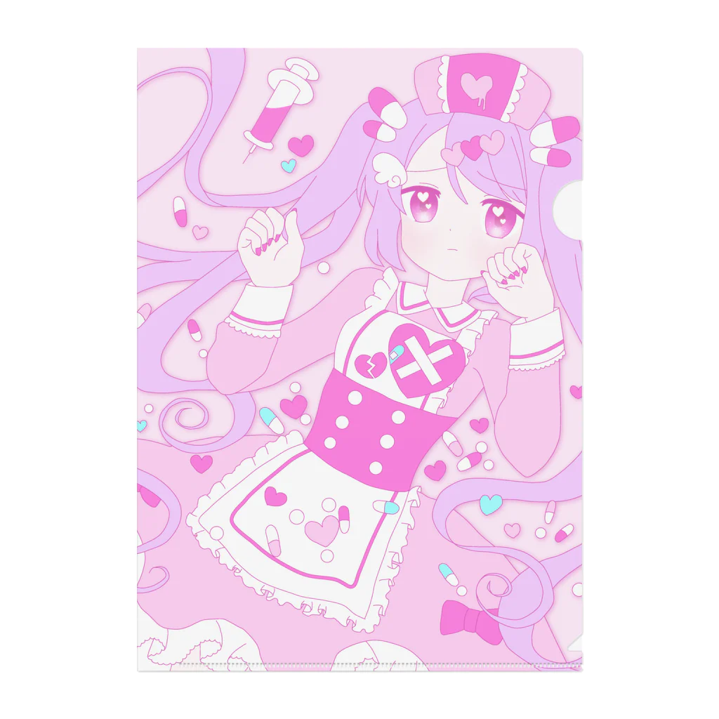 かわいいもののおみせ　いそぎんちゃくのゆめかわナースちゃん Clear File Folder