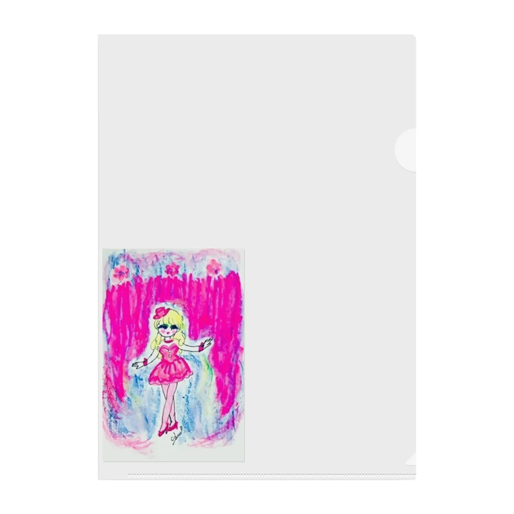 ピンク星こずべのピンクMerry-go-round Clear File Folder