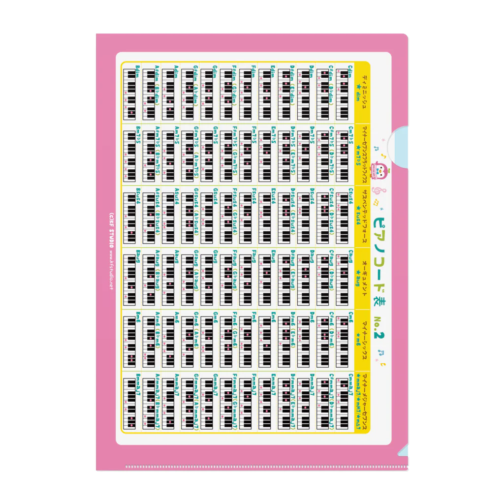 KF STUDIOのピアノコード表のクリアファイル クリアファイル