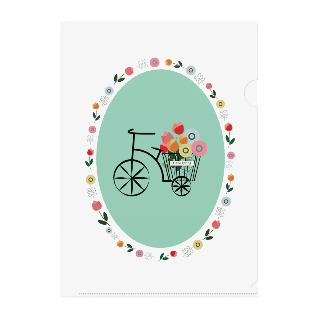 sakuの自転車とお花 Clear File Folder