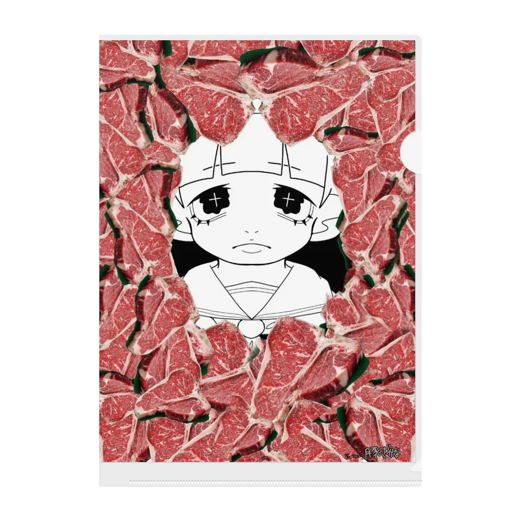 豚ざかなのおにく柄 Clear File Folder