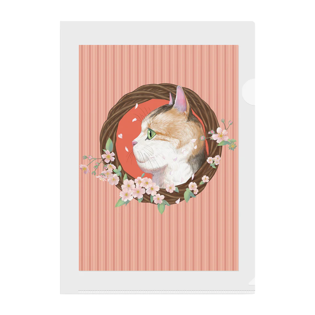 野田　尚花の桜と三毛猫 Clear File Folder