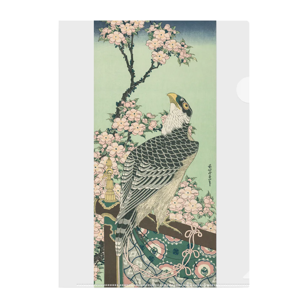 世界の絵画アートグッズの葛飾 北斎 《桜花・鷹》 Clear File Folder