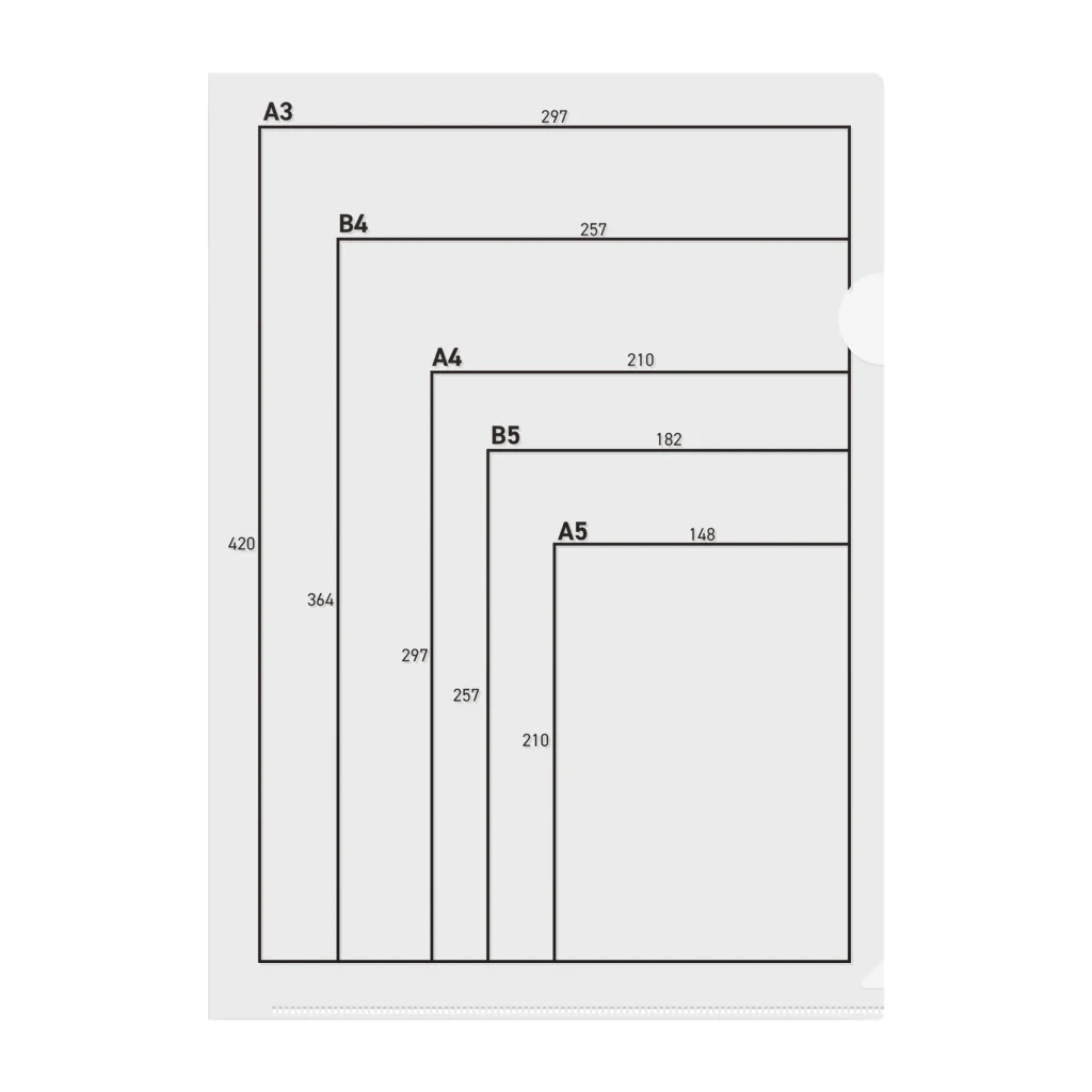 dis_cordの用紙寸法表 クリアファイル