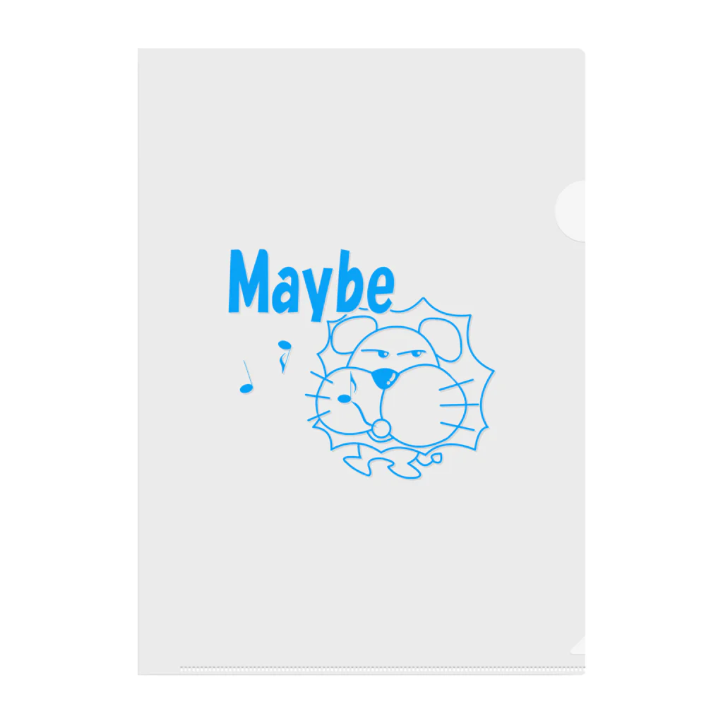 ワン太フルのTシャツ屋さんのライオン君 Maybe ブルー Clear File Folder