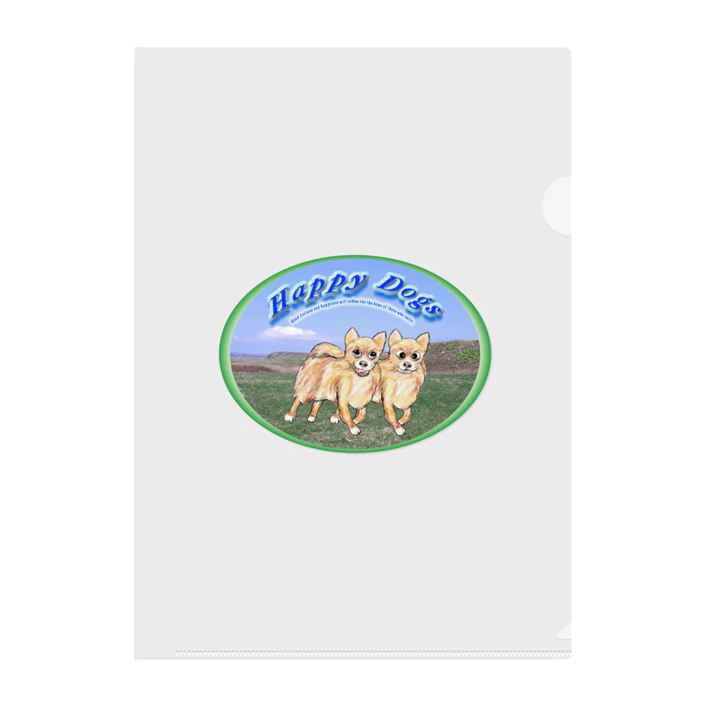 Kigaruyaのkigaruya Happy Dogs 草原 Clear File Folder