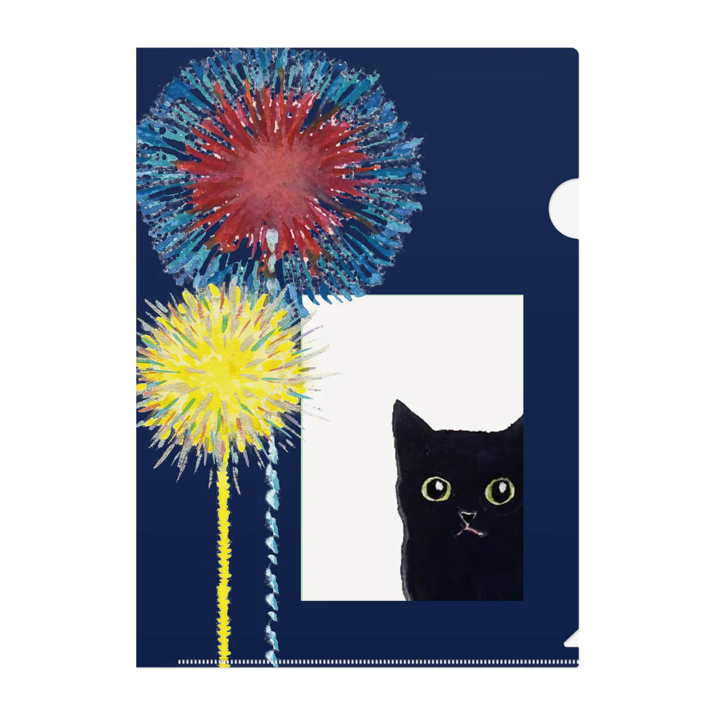 WAMI ARTの花火見る黒猫 Clear File Folder