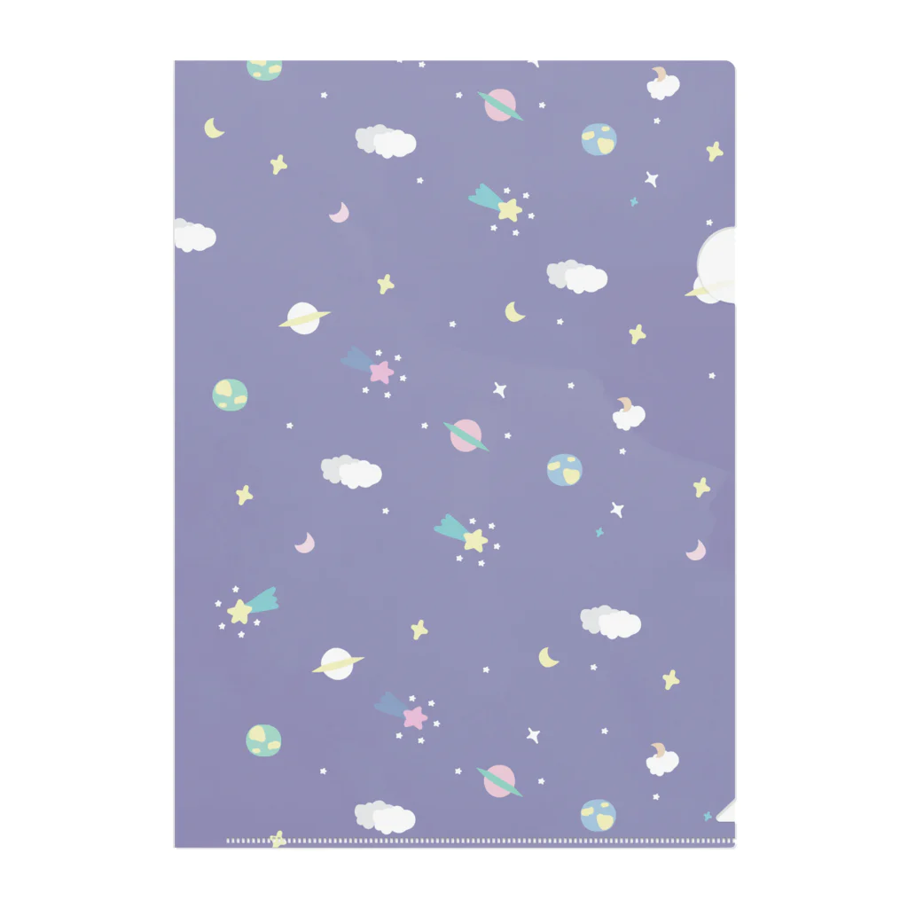 papiko くまさんの宇宙　星屑ロンリネス　パープル Clear File Folder