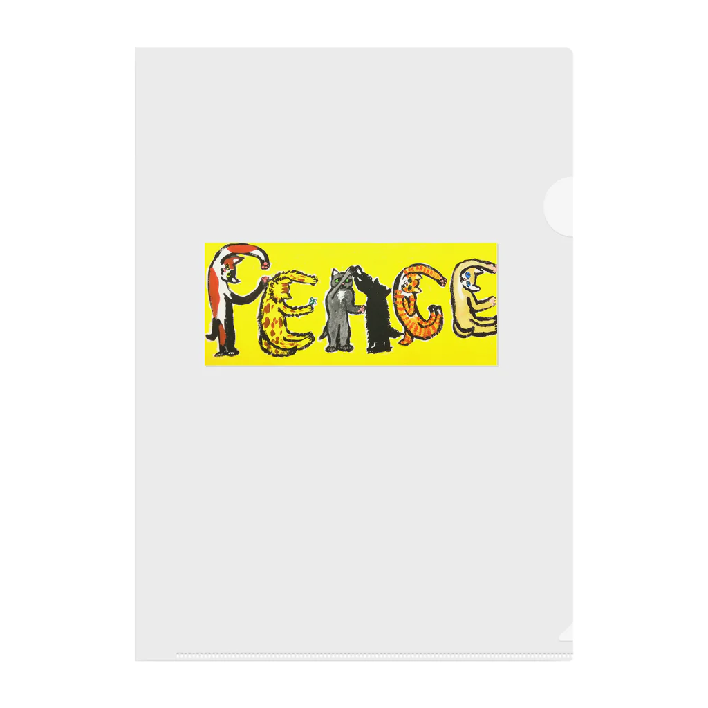 猫Tシャツなどカレラ栂並やりたい放題Tシャツ屋の猫文字シリーズ　PEACE  Clear File Folder