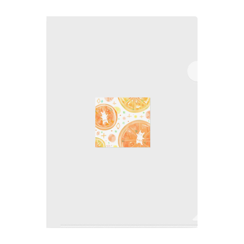 ショップのフレフレ、フレッシュ🍊(白い生き物) Clear File Folder