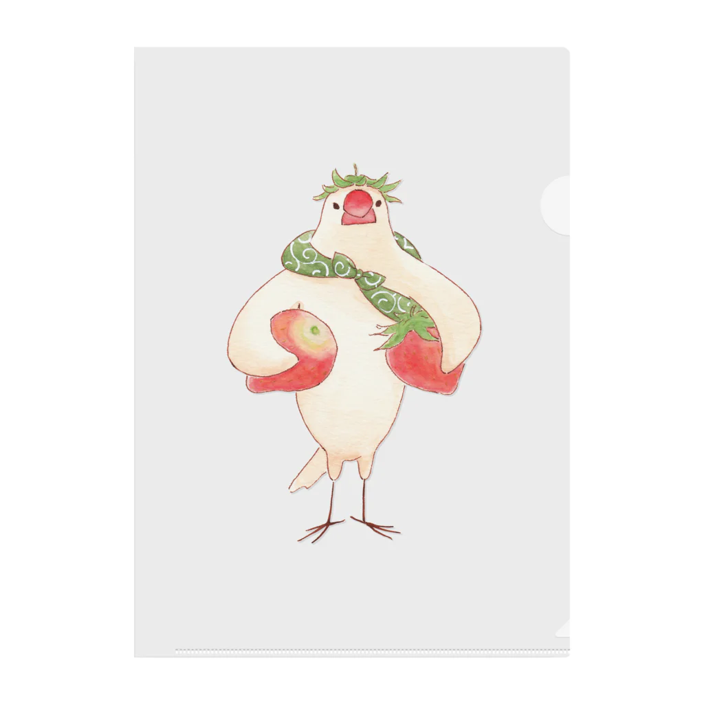 ふろしき文鳥のお店の苺のヘタ冠 クリアファイル