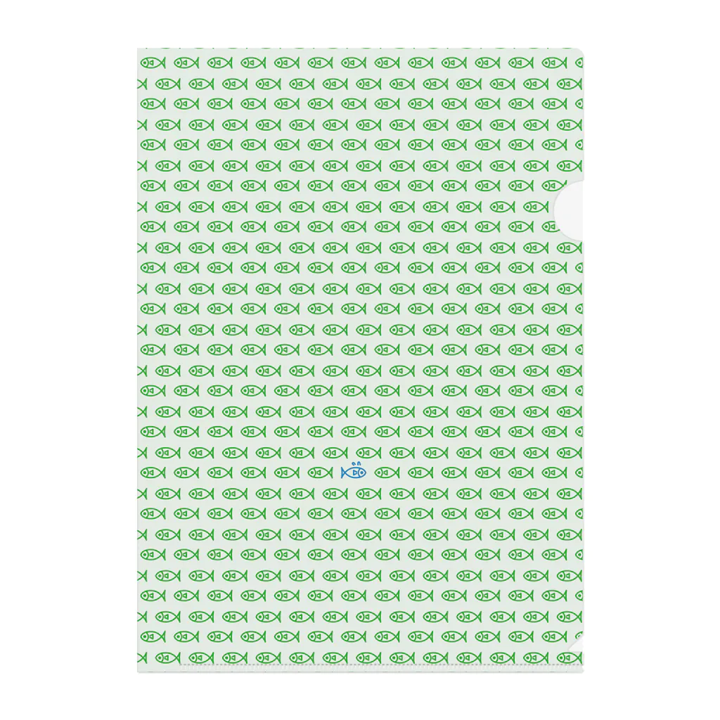 ヨープキャンが気になったの魚玉模様 グリーン Clear File Folder