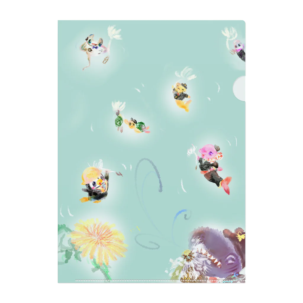 Anyna(エニーナ)737/イラストのタンポポ　シャークエアラインズ Clear File Folder