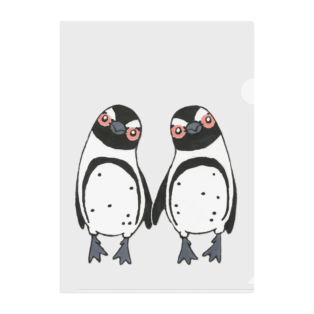 penguininkoの手繋ぎケープペンギンのカップル🐧❤️🐧 Clear File Folder