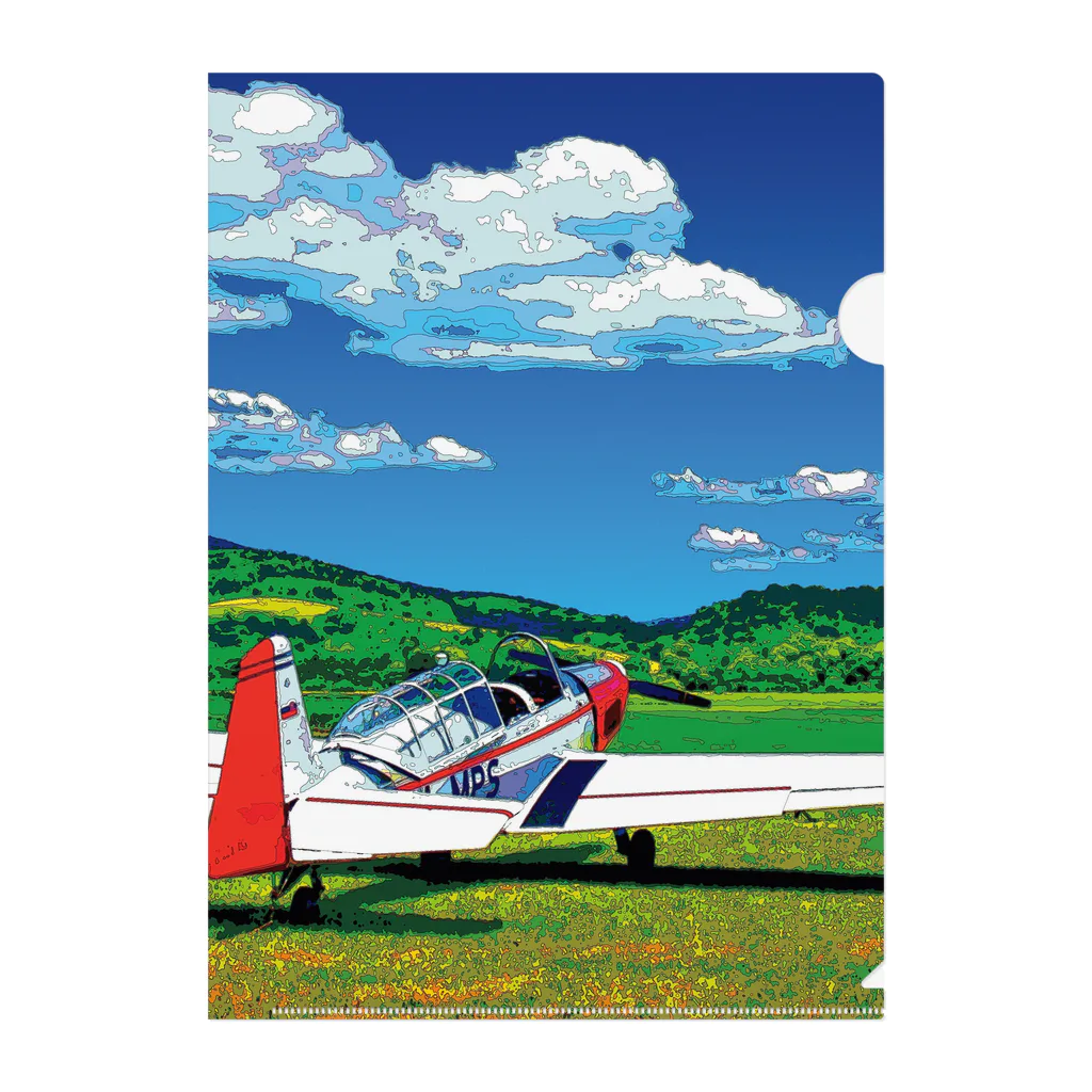 GALLERY misutawoの草原の飛行機 クリアファイル