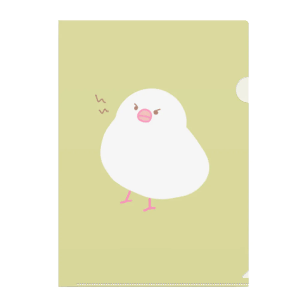 いこ(文鳥中心🌷)のちょっと怒り気味な白文鳥 Clear File Folder