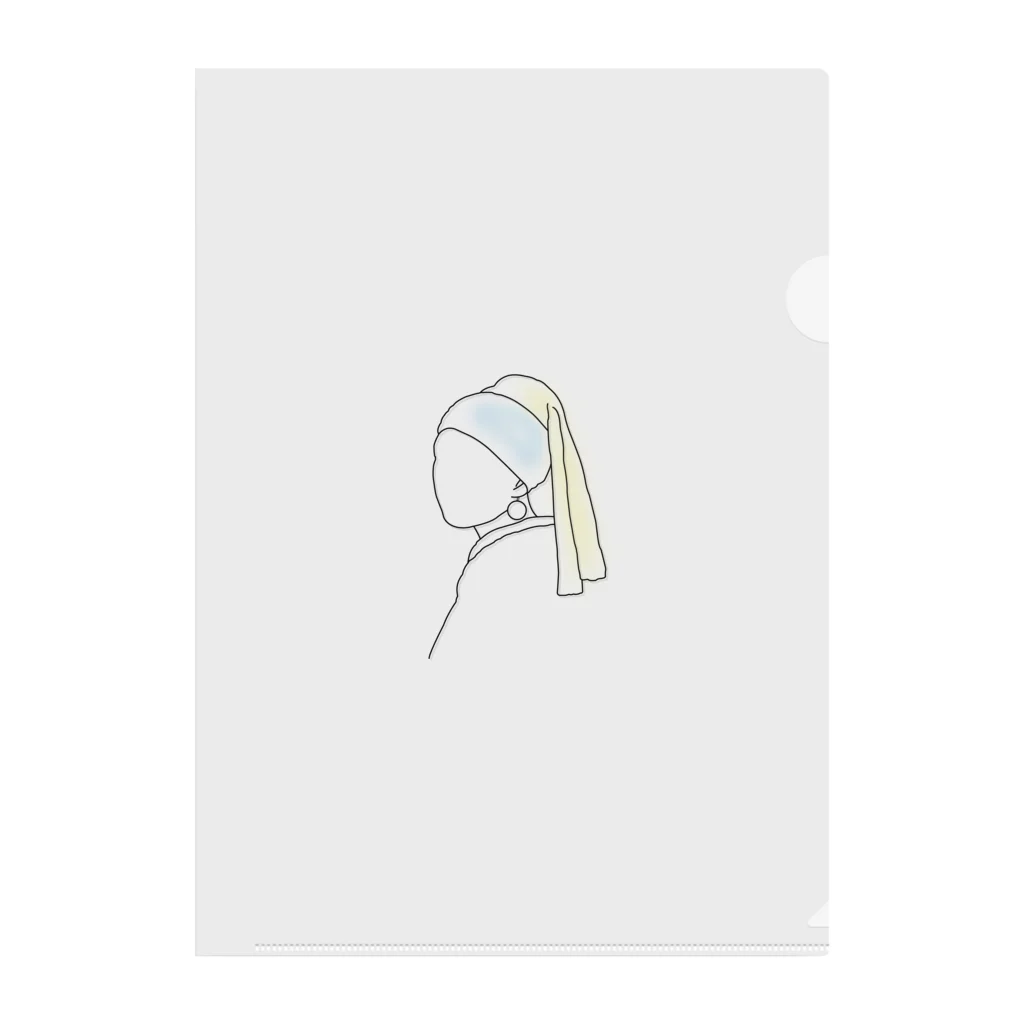 rabbiの【 カラー 】 青いターバンの少女 - girl with a pearl earring クリアファイル