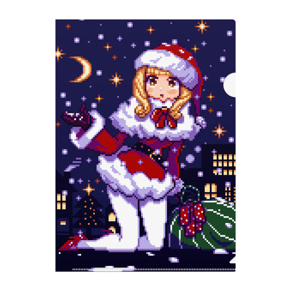 神月秋丸(KamizukiAkimaru)の【ドット絵】クリスマスガール クリアファイル