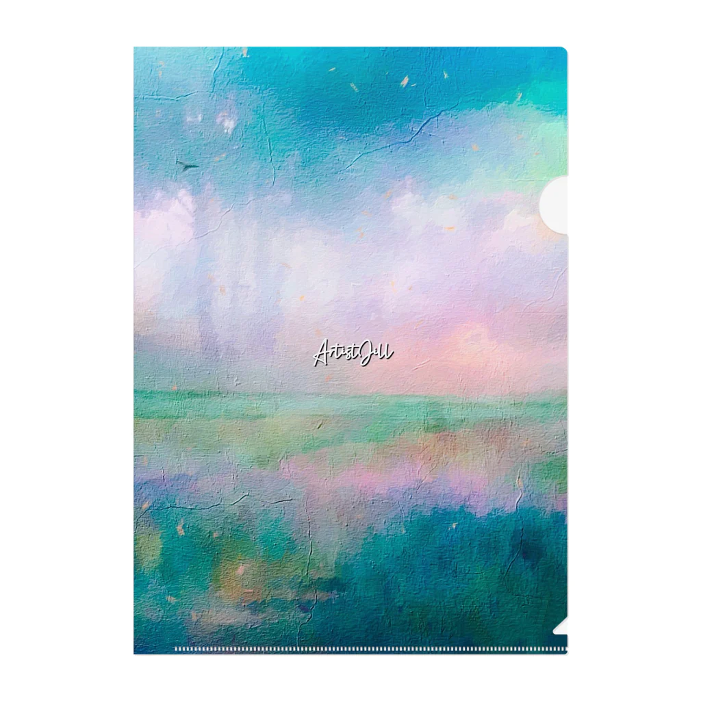 【ホラー専門店】ジルショップの油絵風の癒しデザイン(ターコイズブルー) Clear File Folder