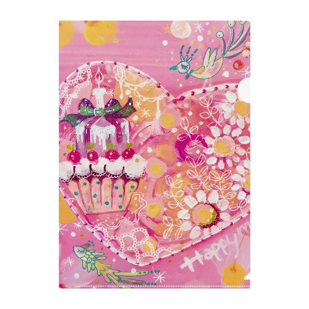 meguri meguruのlovely pink Clear File Folder