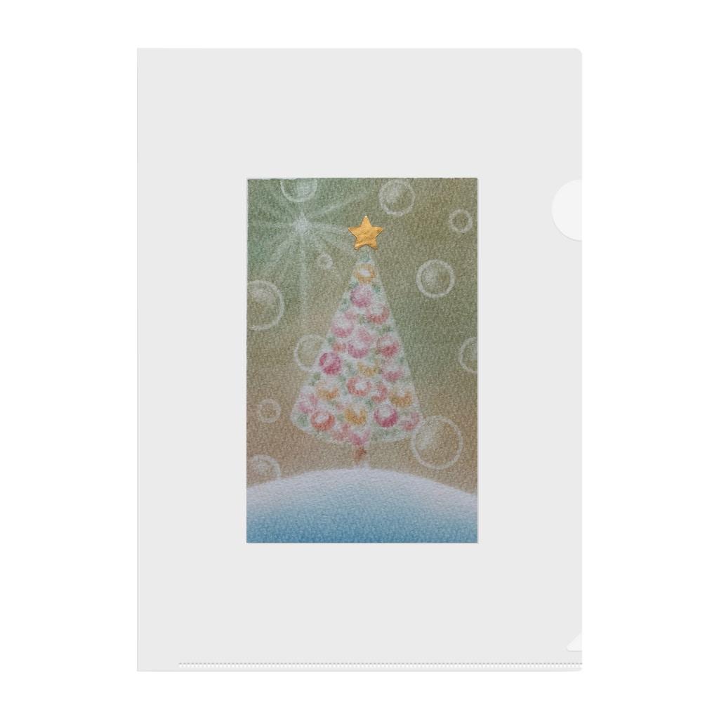 お絵かき屋さんの丘の上のクリスマスツリー Clear File Folder